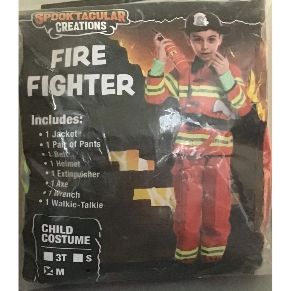 FIRE FIGHTER Costume CHILD MEDIUM Halloween Spooktacular Creations NIP